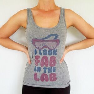 I Look Fab in the Lab gray science graphic print tank top size XS